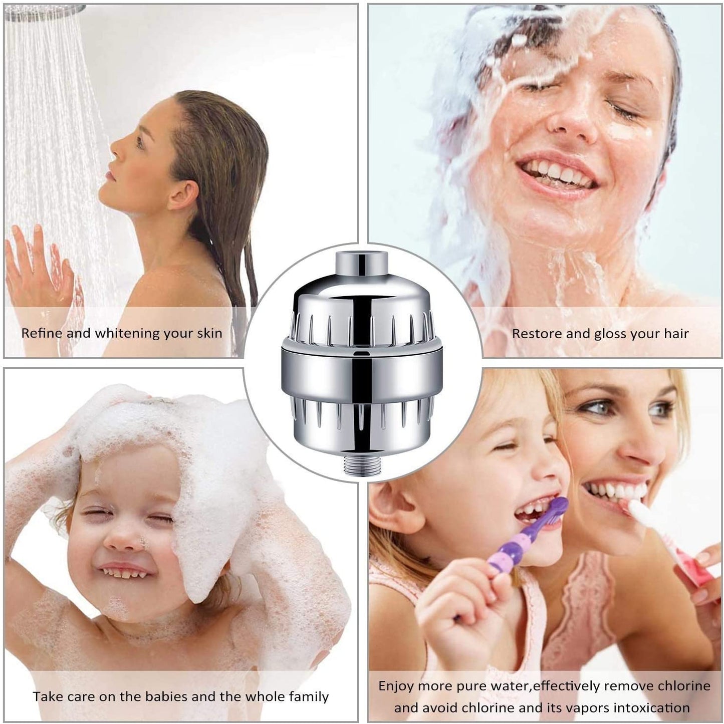 Shower | Spa Lovers | Water Improvement Kit (HydroFLOW Pearl System + 15 Stage Shower Filter + Scalp Massagers)