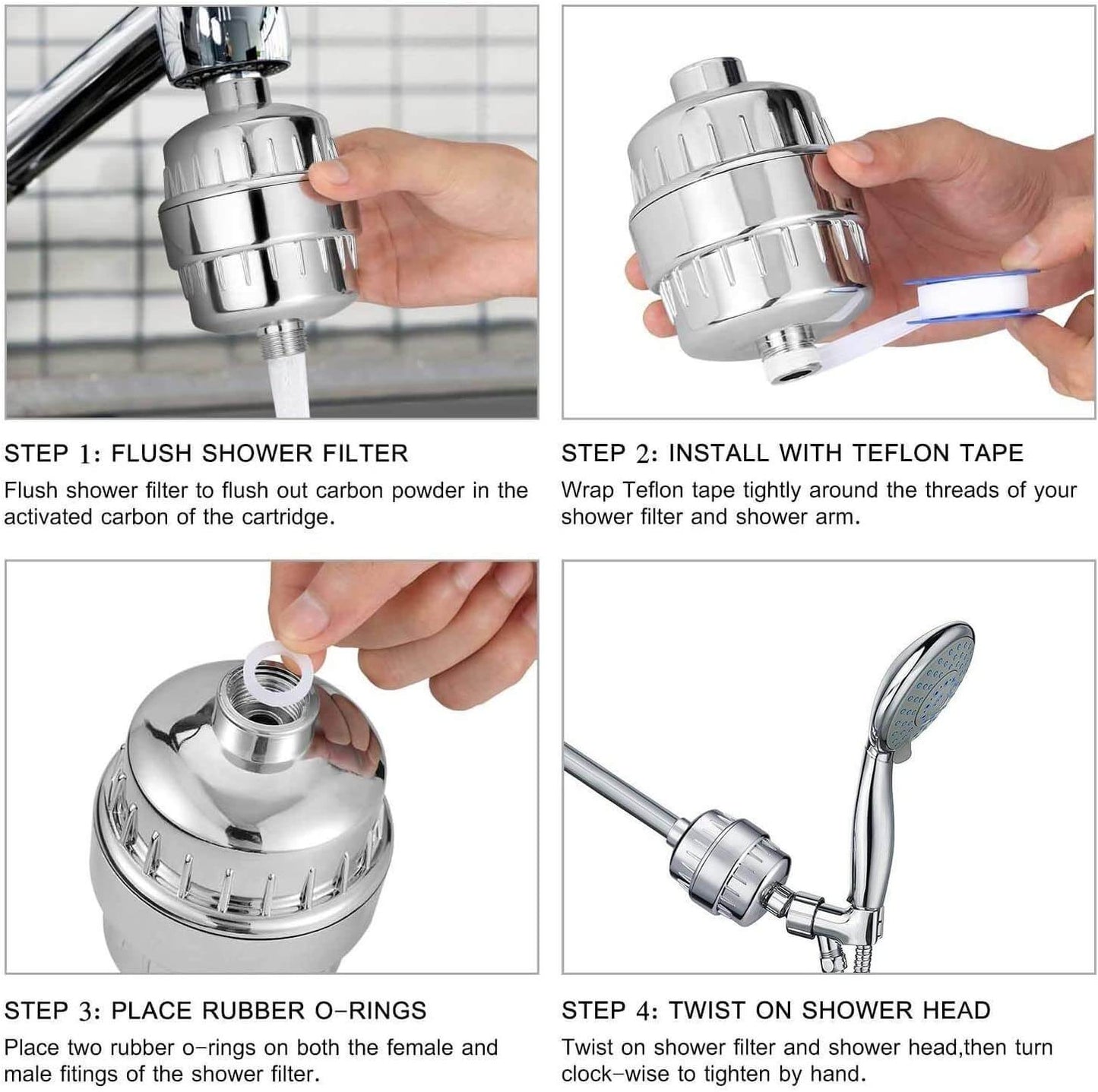 Kit complet d'amélioration de l'eau de puits pour les amateurs de douche et de spa (S38 + filtre de douche à 15 étapes + masseurs de cuir chevelu)