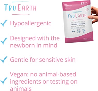 Tru Earth BABY Scent, Biodegradeable Laundry Eco-Strips 32 Count