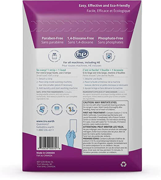 Tru Earth Hypoallergenic, Eco-friendly & Biodegradable Plastic-Free Laundry Lilac Detergent Sheets/Eco-Strips, 32 Count