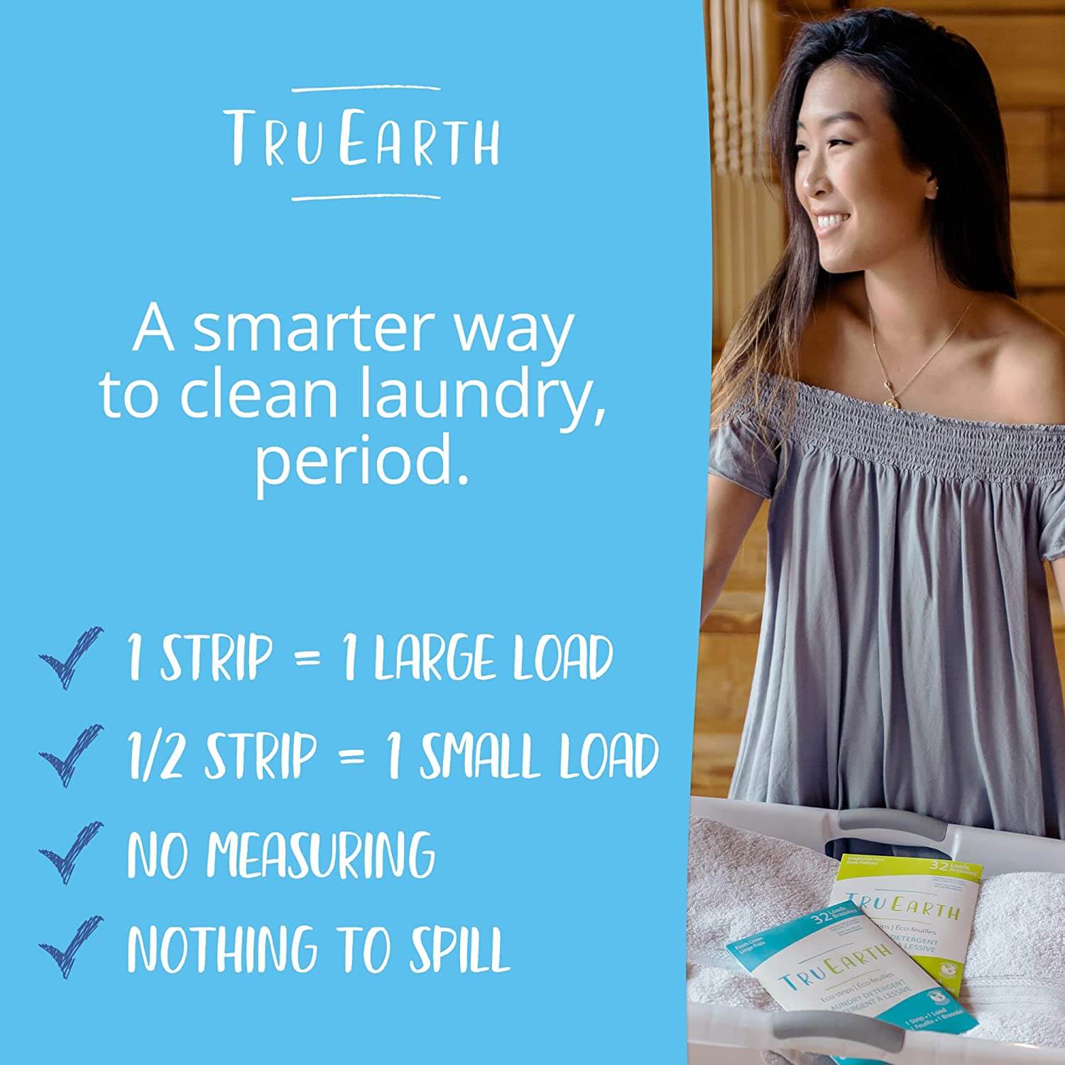 Tru Earth Hypoallergenic, Eco-friendly & Biodegradable Plastic-Free Laundry Detergent Sheets